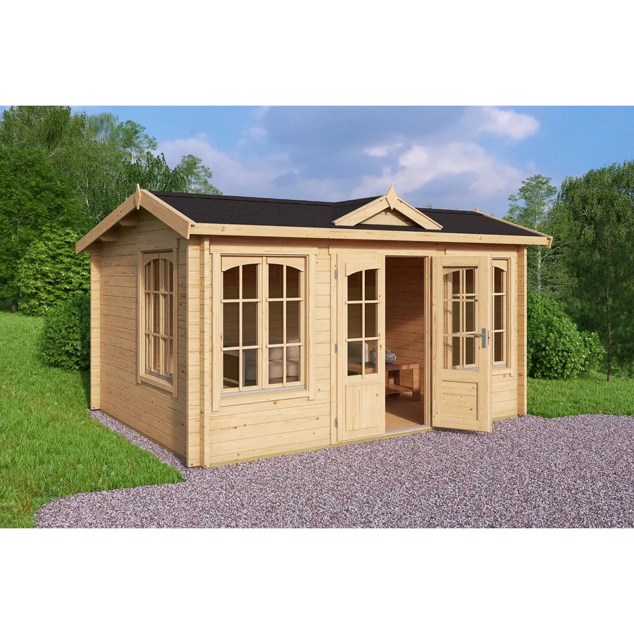 Lasita Maja Gartenhaus Windsor Blockbohlenhaus in Natur Braun B/H/T: 440 x 239,4 x 340,2 cm - Bild 2