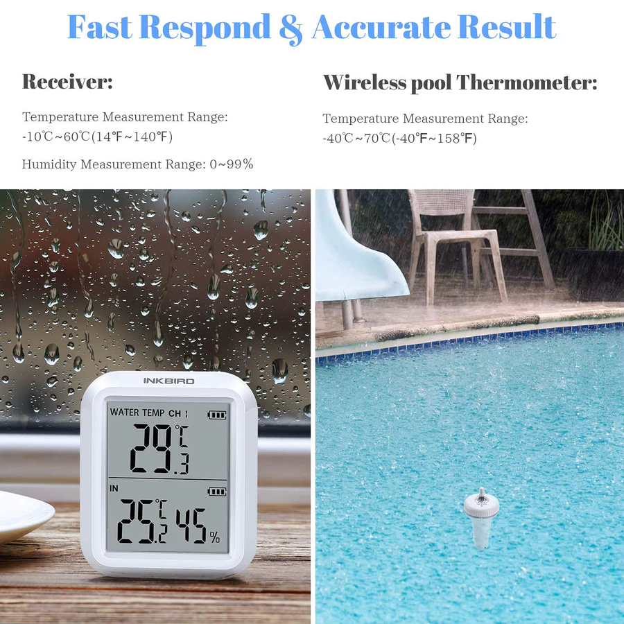 INKBIRD IBS-P01R Kabelloses digitales Pool-Thermometer, IPX7 wasserdichtes schwimmendes Thermometer in Weiß für Schwimmbad, Babybäder, Aquarien und Fischteiche - Bild 3