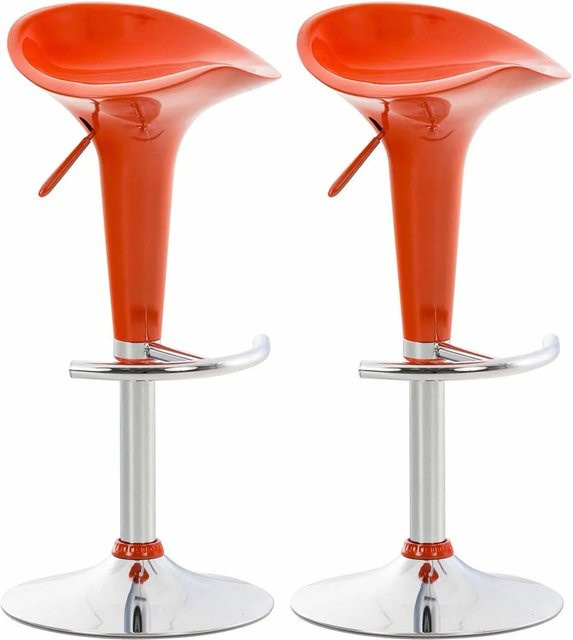 2er Set DELUKE Barhocker CEKOT in Orange, höhenverstellbare Barstühle aus Kunststoff mit 360-Grad-Drehfunktion im Retro-Look, B/T/H: 37 x 37 x 87 cm - Bild 1