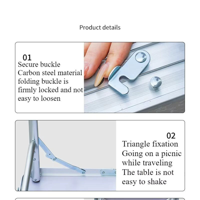 LIUSHADUOLA Höhenverstellbarer Klapptisch aus Aluminiumlegierung in Weiß für Outdoor, Camping und Garten - Bild 4