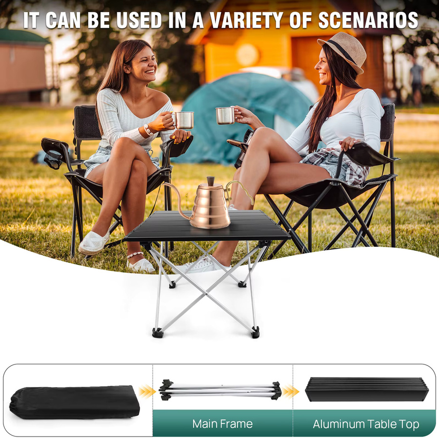 BRIEFNESS Tragbarer Klapptisch aus Aluminiumlegierung in Schwarz für Picknick, Camping, Garten und Terrasse - Bild 4
