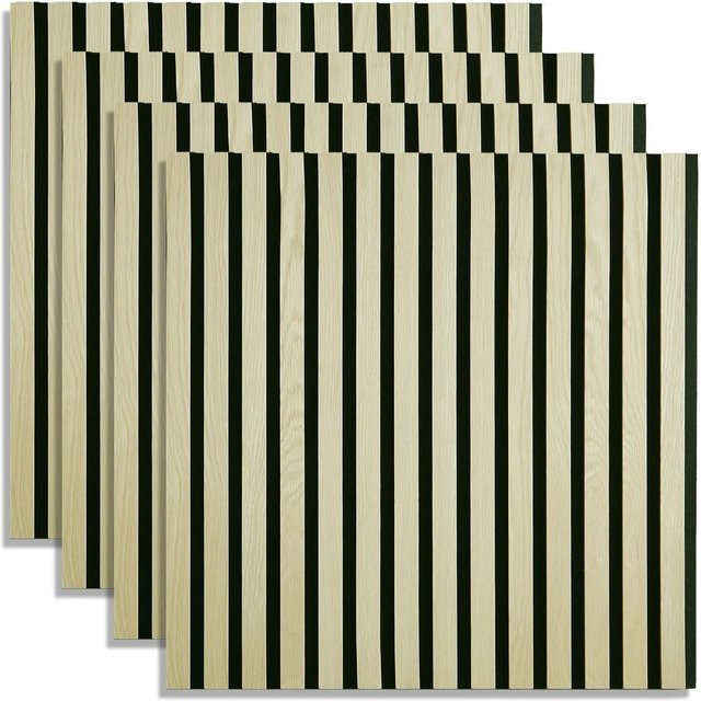 Homestyle4u Akustikpaneele Holz in Creme Beige, 4er Set, B/H: 60 x 60 cm - Bild 1