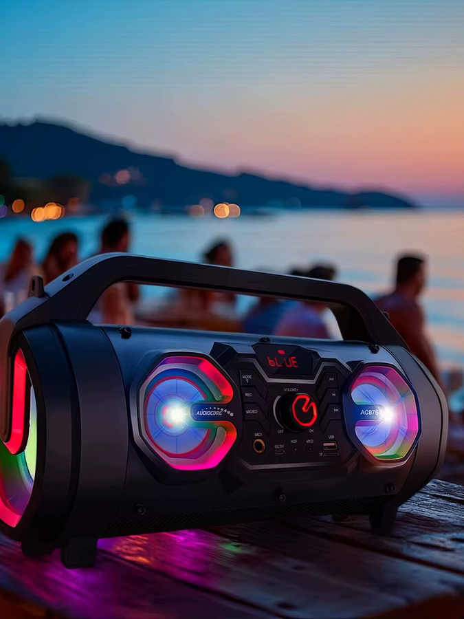 Audiocore AC875 Tragbarer Bazooka-Lautsprecher mit Bluetooth 5.0, FM-Radio und Micro-Karte in Schwarz - Bild 1