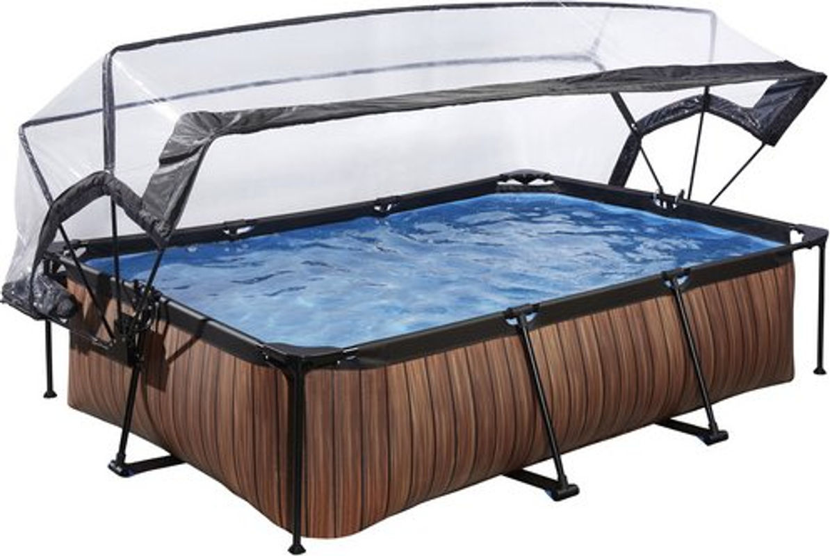 EXIT Wood Pool Braun mit Abdeckung und Filterpumpe B/T/H: 300 x 200 x 65 cm - Bild 2