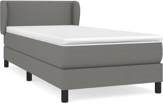 vidaXL Boxspringbett mit Matratze Dunkelgrau, Hybridbett mit Taschenfederkern aus Stoff und Lärchenholz, B/T: 80 x 200 cm - Bild 1
