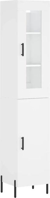 vidaXL Highboard Weiß mit Glastüren aus Holzwerkstoff, Metall und Glas, B/T/H: 34,5 x 34 x 180 cm - Bild 1