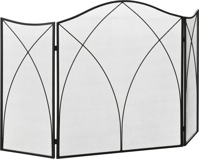 HOMCOM Kaminschutzgitter aus Metall mit 3 Paneelen, klappbares Ofenschutzgitter und Funkenschutzgitter in Schwarz, Breite: 126 cm, Höhe: 76 cm - Bild 1