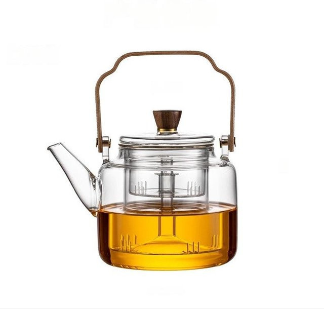 Walnuss-Teeset Glas Teekanne mit Infuser, Farbe: Weiß, Volumen: 1000 ml - Bild 1