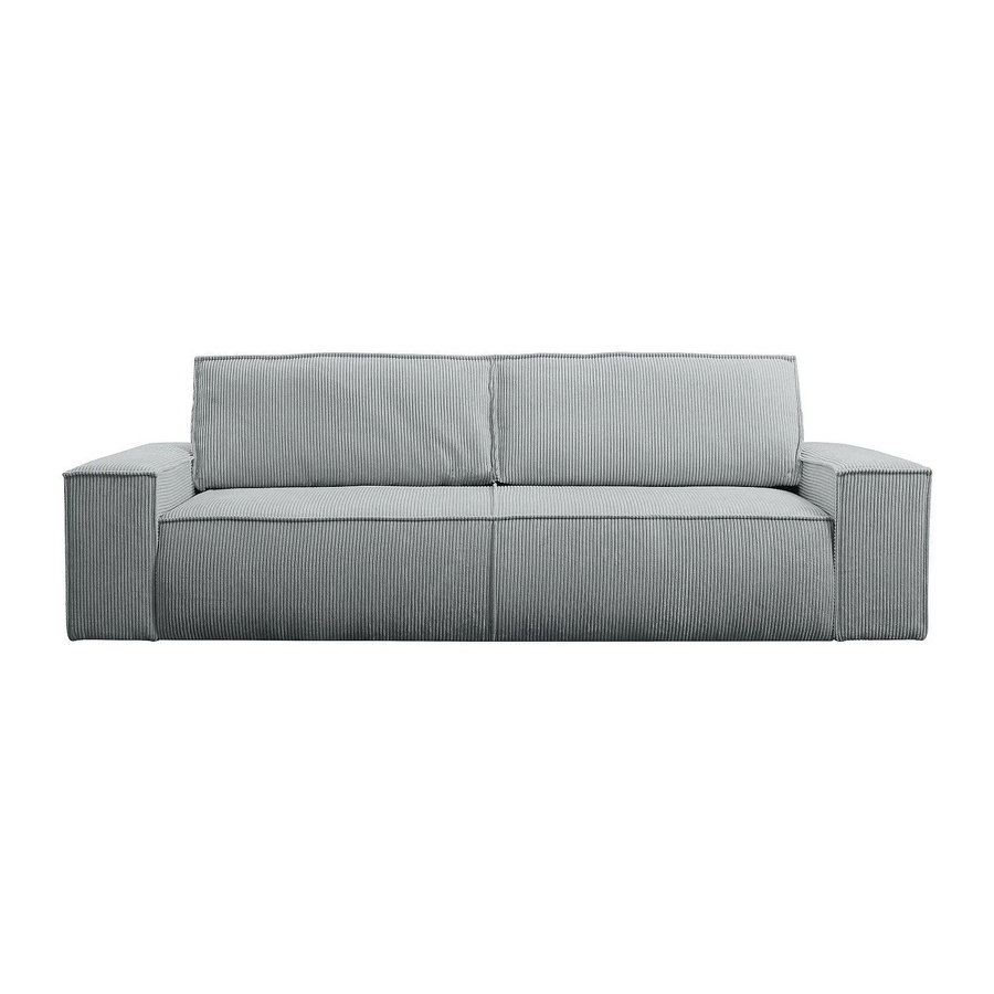 Vente-unique Schlafsofa Amelia in Hellgrau mit Cord-Bezug und Armlehnen, Breite: 257 cm - Bild 2