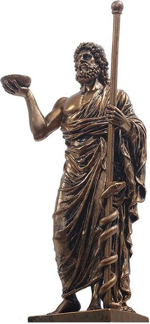 Handbemalte Asklepios-Statue aus Kunstharz als antike Nachahmung für dein Schreibtisch-Dekor, Höhe: 28,0 cm, Breite: 15,0 cm, Tiefe: 7,5 cm - Bild 1