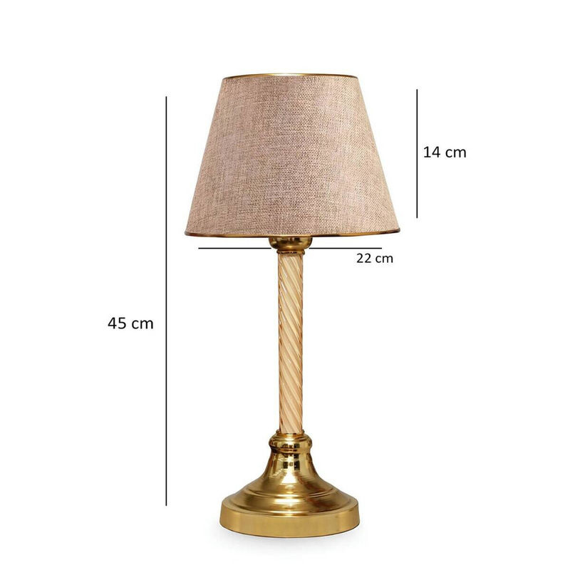 Opviq Tischleuchte in Gold und Beige mit Stoffschirm und E27 Fassung, B/T/H: 22 x 22 x 45 cm - Bild 5