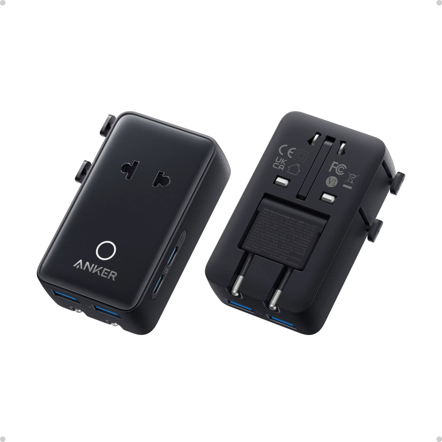 Anker Nano Reiseadapter weltweit in Schwarz mit 2 x USB-C, 2 x USB-A und 1 x AC Anschluss für über 200 Länder - Bild 6