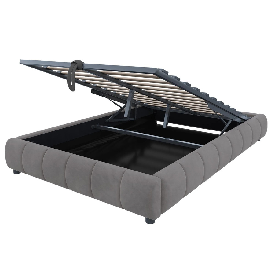 okwish Polsterbett mit LED-Beleuchtung und Stauraum in Grau, B/T/H: 140 x 200 x 155 cm - Bild 2