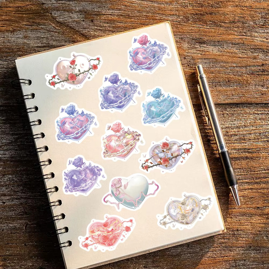 60 Stück PickJoy Herz Aufkleber in Rot für Notebook, Laptop und Gepäck, wasserfeste DIY Deko-Sticker - Bild 2