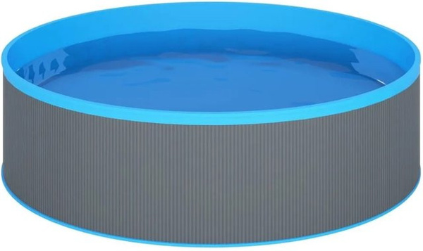 vidaXL Planschbecken rund aus Stahl und PVC, Grau, Durchmesser: 350 cm, Höhe: 90 cm