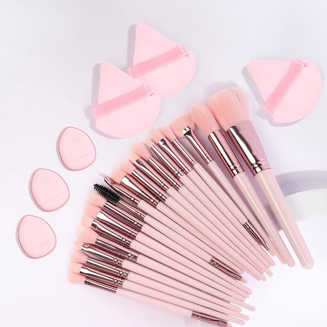 MAANGE Make-up Pinsel und Kissen Puff Set, Rosa, 20 Stück - Bild 1