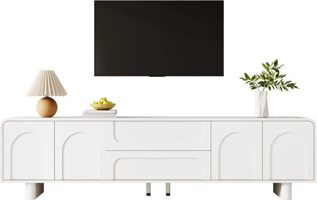 Merax TV Lowboard Modern in Weiß mit Türen und Schubladen für Wohnzimmer und Schlafzimmer - Bild 1
