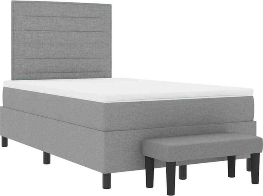 Modernes Boxspringbett mit Matratze von vidaXL in Grau aus Stoff und Holzwerkstoff, B/T: 120 x 190 cm - Bild 1