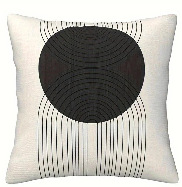 JMG Clothing Kissenbezug mit geometrischem Linienmuster in Schwarz und Weiß, B/H: 45 x 45 cm - Bild 1