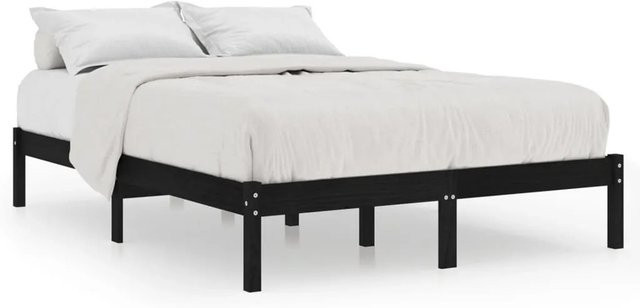 vidaXL Massivholzbett aus Kiefer in Schwarz, Modernes Bettgestell aus Kiefer-Massivholz, B/T: 200 x 200 cm - Bild 1