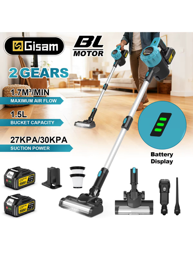 Gisam Bürstenloser Elektrischer Akku-Staubsauger für Makita 18V mit 1,5 l Behälter und 30 kPa Saugkraft, Beutellos - Bild 5