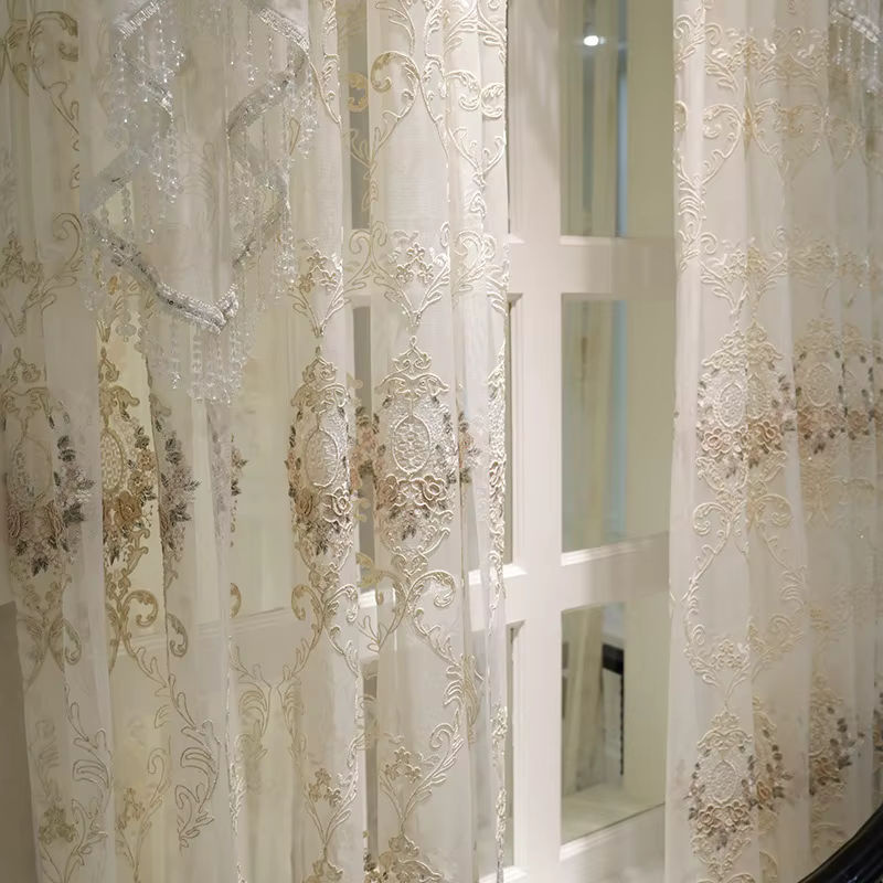 ZJBYZHOUSEHOLD Verdunkelungsvorhang mit floraler Stickerei für Wohnzimmer und Schlafzimmer, Breite: 100 cm, Höhe: 210 cm - Bild 2