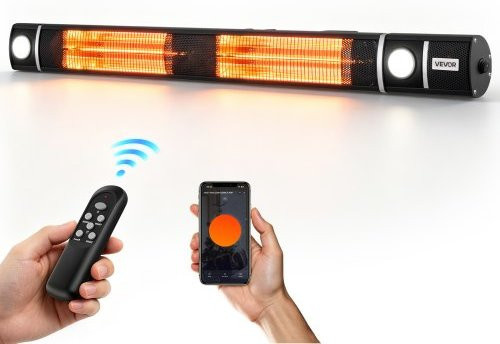 VEVOR Infrarot Heizstrahler 3000W mit WLAN-Steuerung und Fernbedienung, Schwarz, Aluminiumlegierung, IP55-Schutz für Garten, Terrasse und Balkon - Bild 1