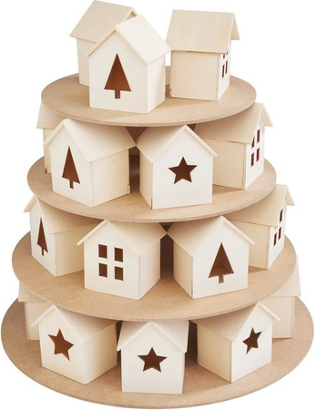 VBS Adventskalender Häuser-Pyramide aus Sperrholz und MDF in Beige