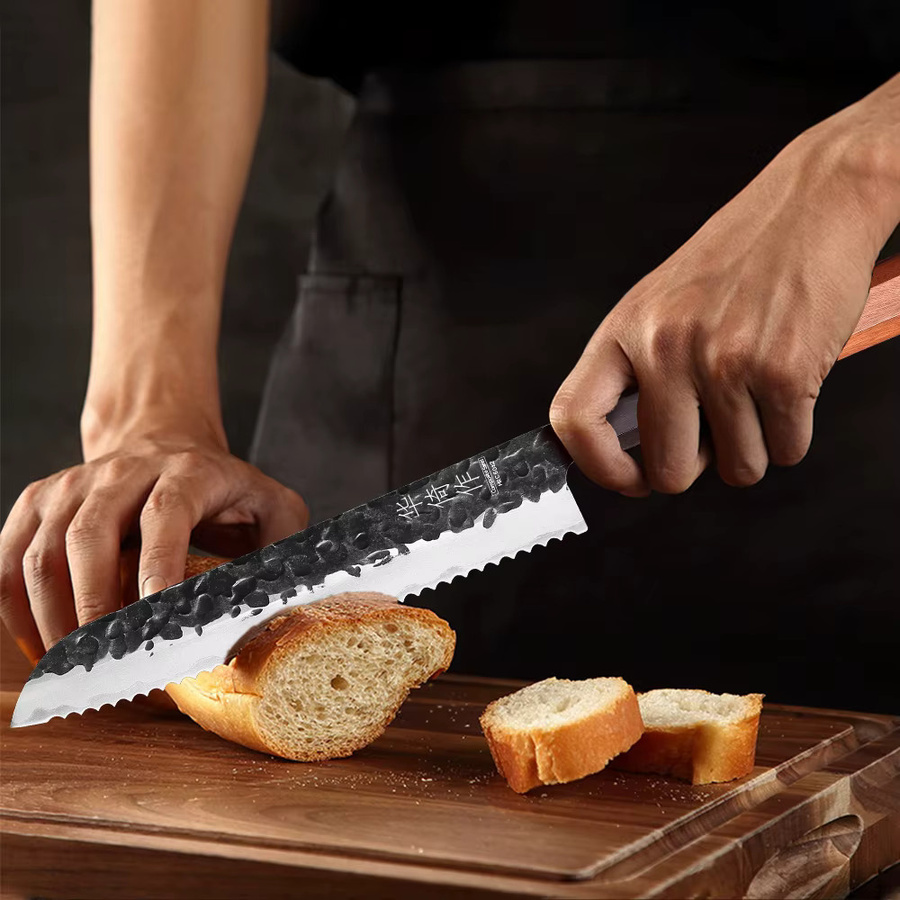 TUEWHO Brotmesser aus geschmiedetem Edelstahl, 21,59 cm, Silber - Bild 4
