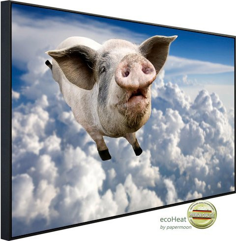 papermoon EcoHeat Infrarotheizung Fliegende Schweine mit Matt-Effekt in Bunt, App-Steuerung und Überhitzungsschutz - Bild 1
