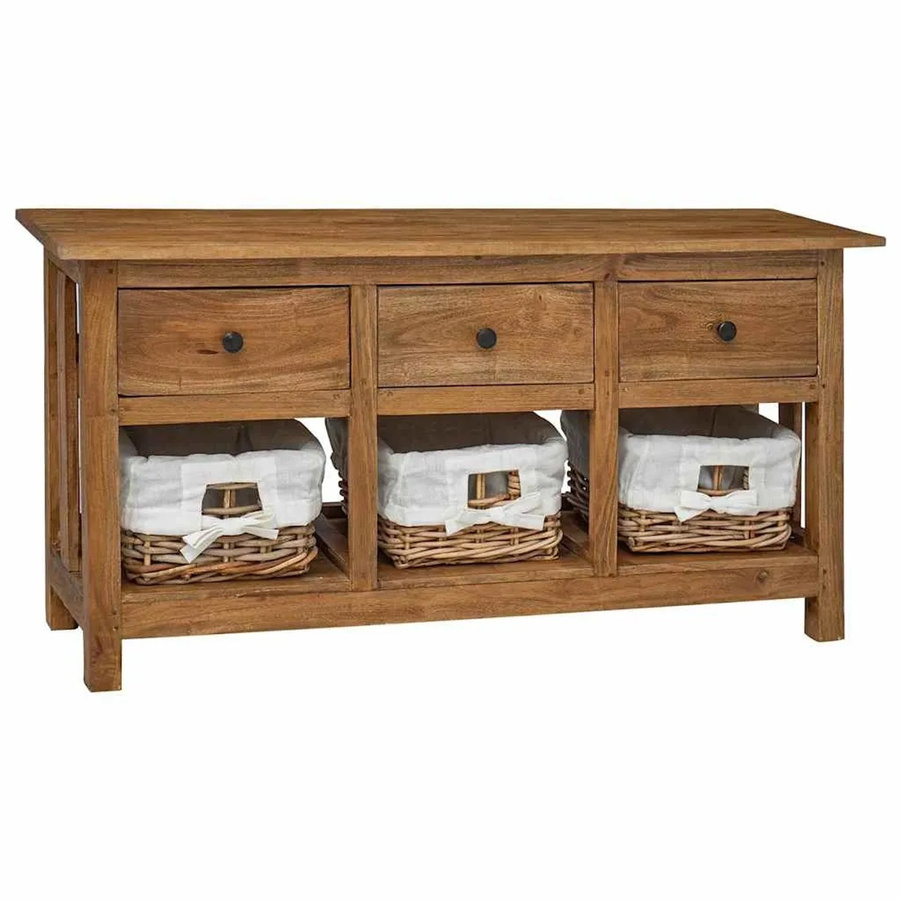 vidaXL Sideboard aus massivem Mahagoniholz in Braun im Vintage-Stil, B/T/H: 100 x 30 x 50 cm - Bild 2