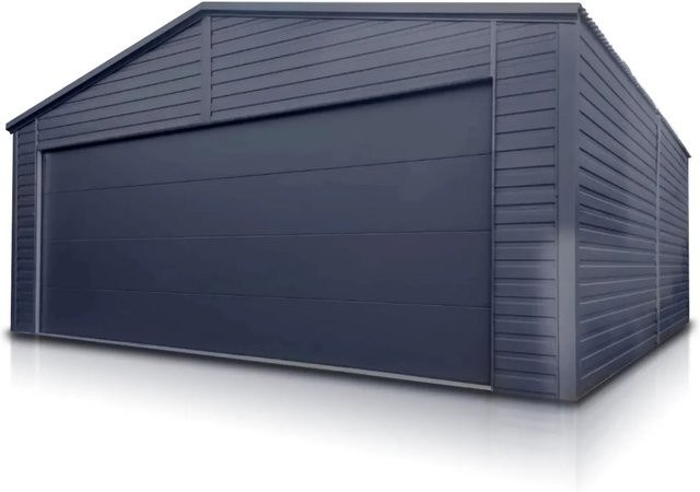Liderstal Doppelgarage Premium aus Trapezprofilblech mit Seitengiebel und Sektionaltoren in Graphit, B/T/H: 600 x 580 x 300 cm - Bild 1