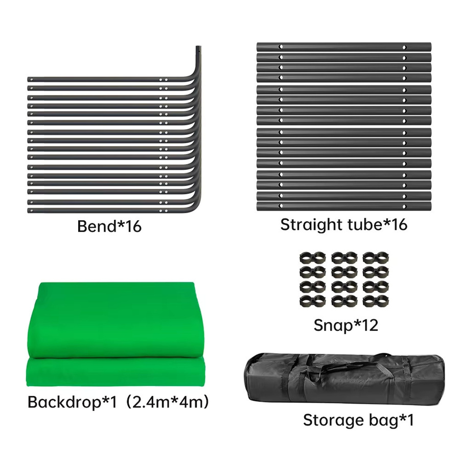 SH Fotohintergrund-Set mit Hintergrundständer in Grau und Grün, Maße: B: 240 cm, H: 400 cm, Hintergrundbildschirm: 2,35 x 3,6 m - Bild 2