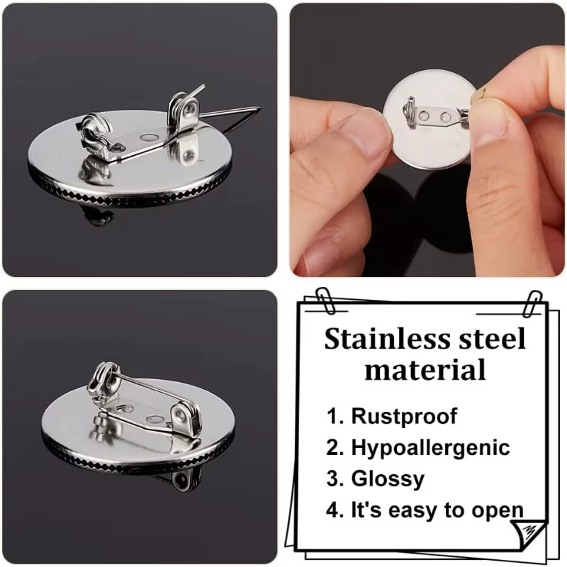 30 leere Broschen aus 304 Edelstahl mit Glas-Cabochons in Silber für Bastelarbeiten - Bild 2