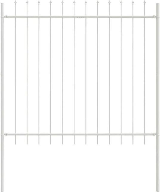 vidaXL Gartenzaun aus pulverbeschichtetem Stahl in Weiß, B: 340 cm, H: 150 cm - Bild 1