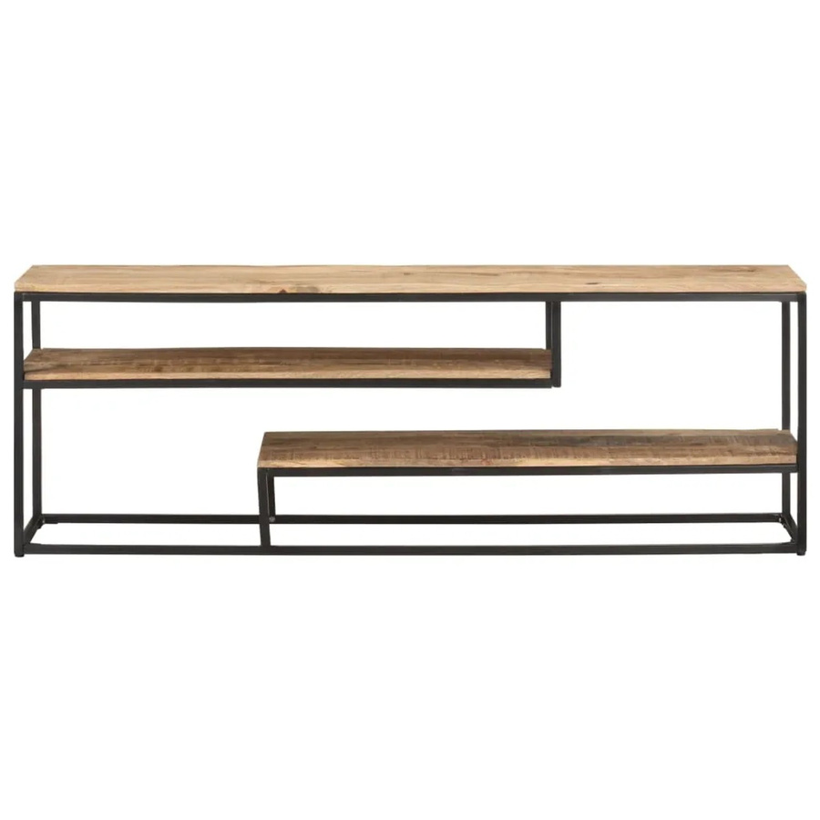 vidaXL TV-Schrank aus Mangoholz und Metall im Industrial Design, Braun, B/T/H: 130 x 30 x 45 cm - Bild 2