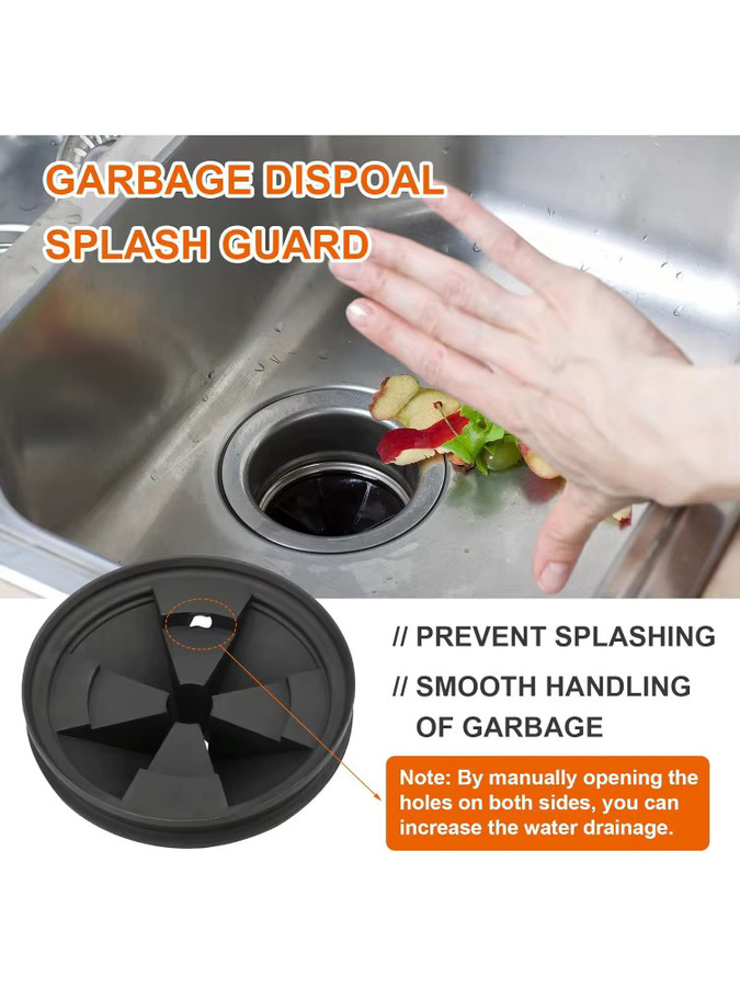 SUITU Spritzschutz für Müllentsorgung aus Gummi, leiser Abflusseinsatz für das Spülbecken, Schwarz, Durchmesser: 86 mm - Bild 7