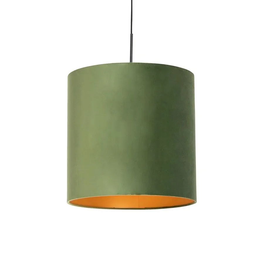 QAZQA Hängelampe mit Veloursschirm in Grün und Gold, dimmbar, E27, Durchmesser: 40 cm, Höhe: 40 cm - Bild 2