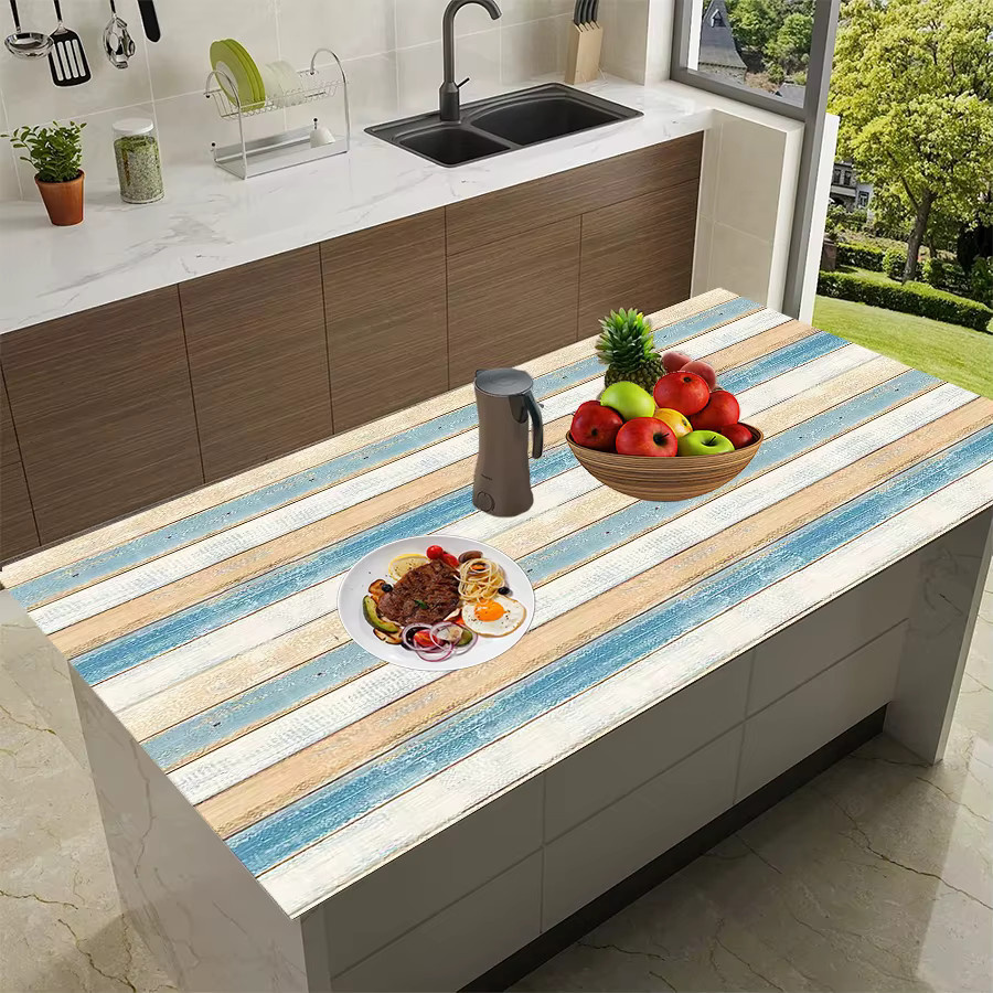 Selbstklebende Tapete in Blau gestreift aus PVC für Wohnzimmer und Schlafzimmer - Bild 2