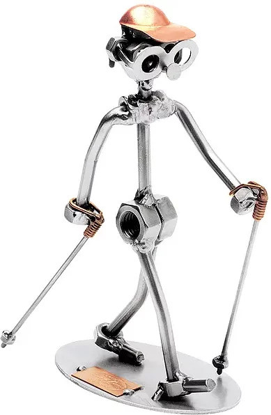 Schraubenmännchen Nordic Walking von Hinz & Kunst aus Metall in Silber im Industrial Design - Bild 1