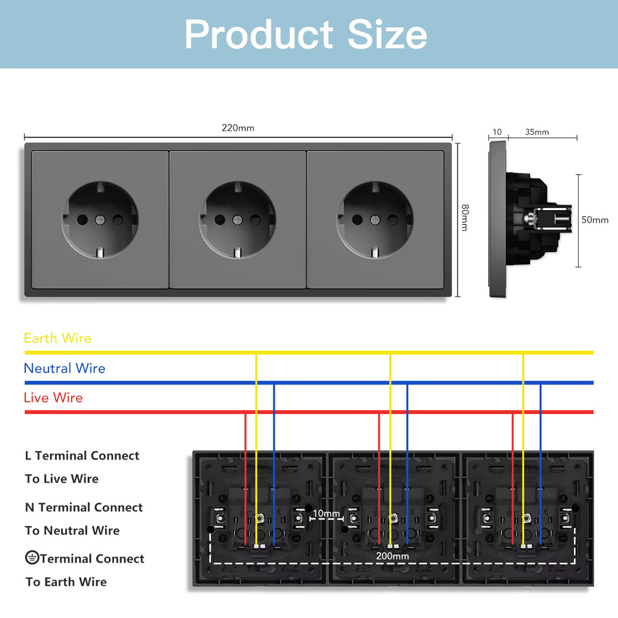 BSEED E-Grand Serie Wandsteckdose mit 20W USB Typ-C Schnellladeanschluss aus Kunststoff in Grau - Bild 2