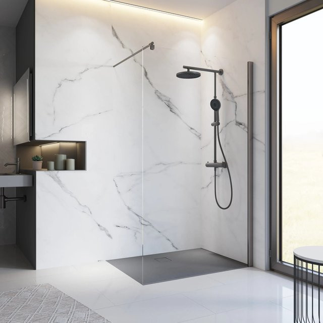 Schulte Duschwand Walk In Alexa Style 2.0 Gunmetal Dunkelgrau Matt B: 120 cm, H: 200 cm, Tiefe: 0,6 cm - Bild 1