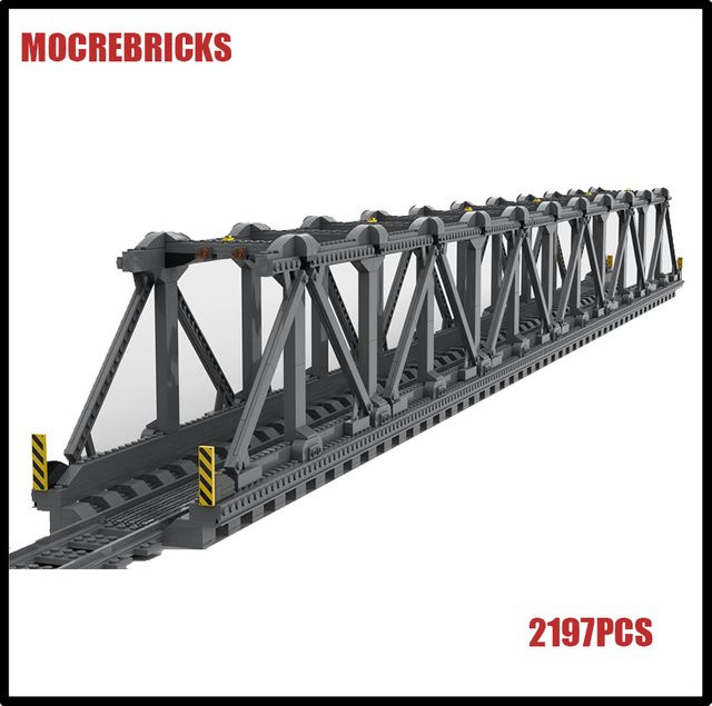 MOCREBRICKS Zugbrücken-Bausteine Set, Eisenbahn Gleisverlängerung, Brückenzubehör - Bild 1