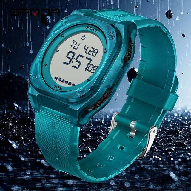 SANDA Digitaluhr, Silikon, Herren, Wasserdicht, Alarm - Bild 1