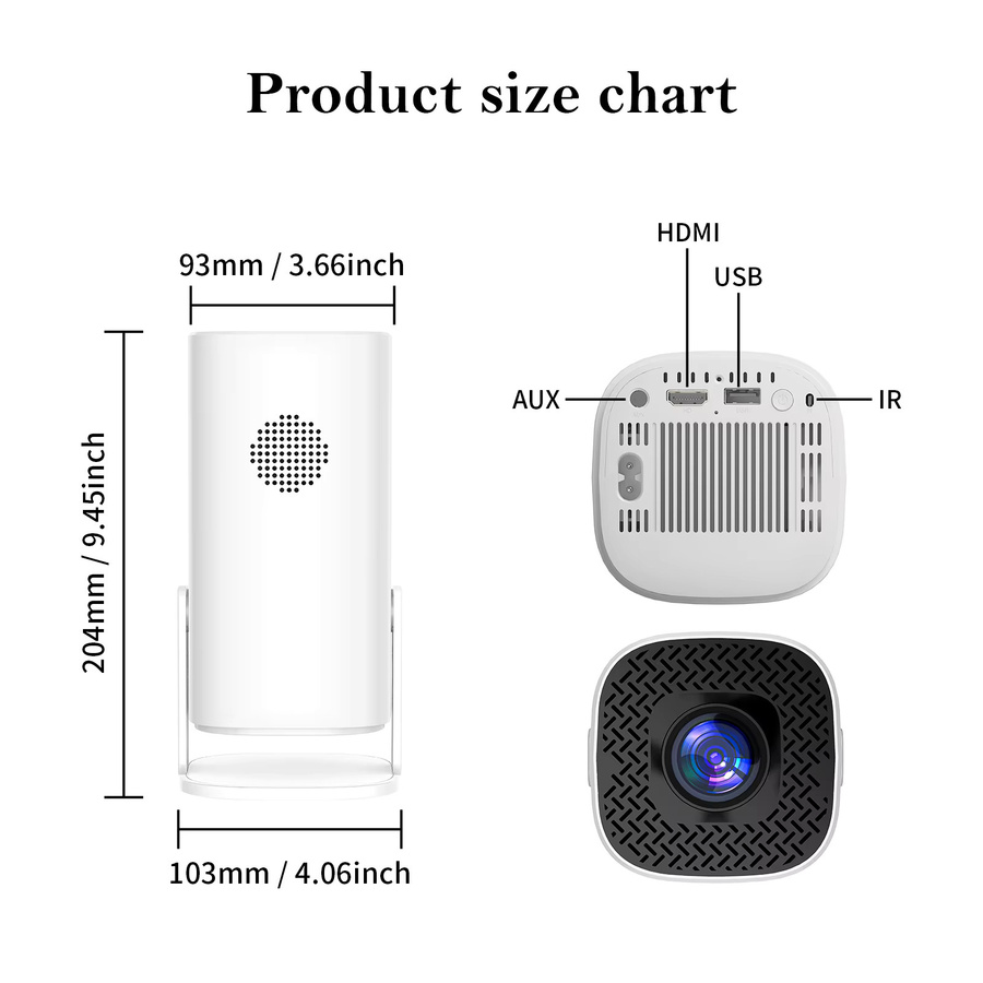HONGTOP P30 Smart Mini Projektor mit Android 11, WiFi 6, Bluetooth 5.0 und 4K Unterstützung in Weiß - Bild 5
