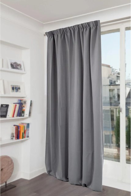 Moondream Wärmeschutzvorhang mit Faltenband in Mittelgrau, thermoisolierend und verdunkelnd, Höhe: 260 cm, Breite: 145 cm - Bild 1