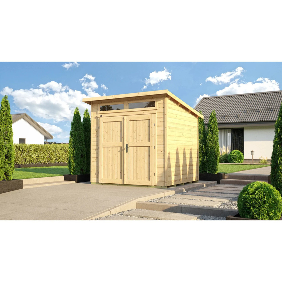 WEKA Gartenhaus 264 aus Massivholz mit Pultdach in Braun, B/H/T: 263 x 239 x 285 cm - Bild 2