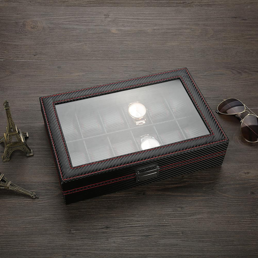 Uhren-Display-Aufbewahrungsbox mit 12 Fächern aus PU-Leder als Uhren-Organizer-Etui - Bild 6