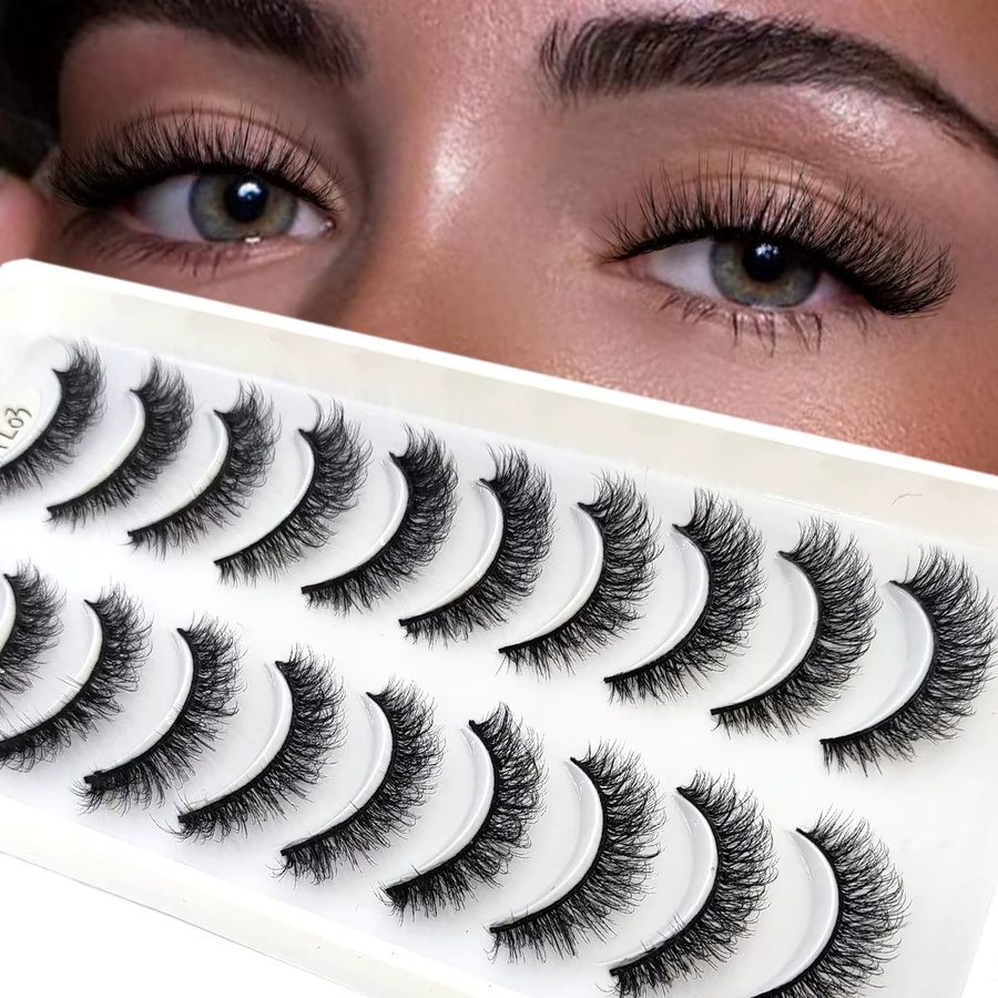 HBZGTLAD Künstliche Wimpern 3D, Black, 10 Paar, Unisex - Bild 2