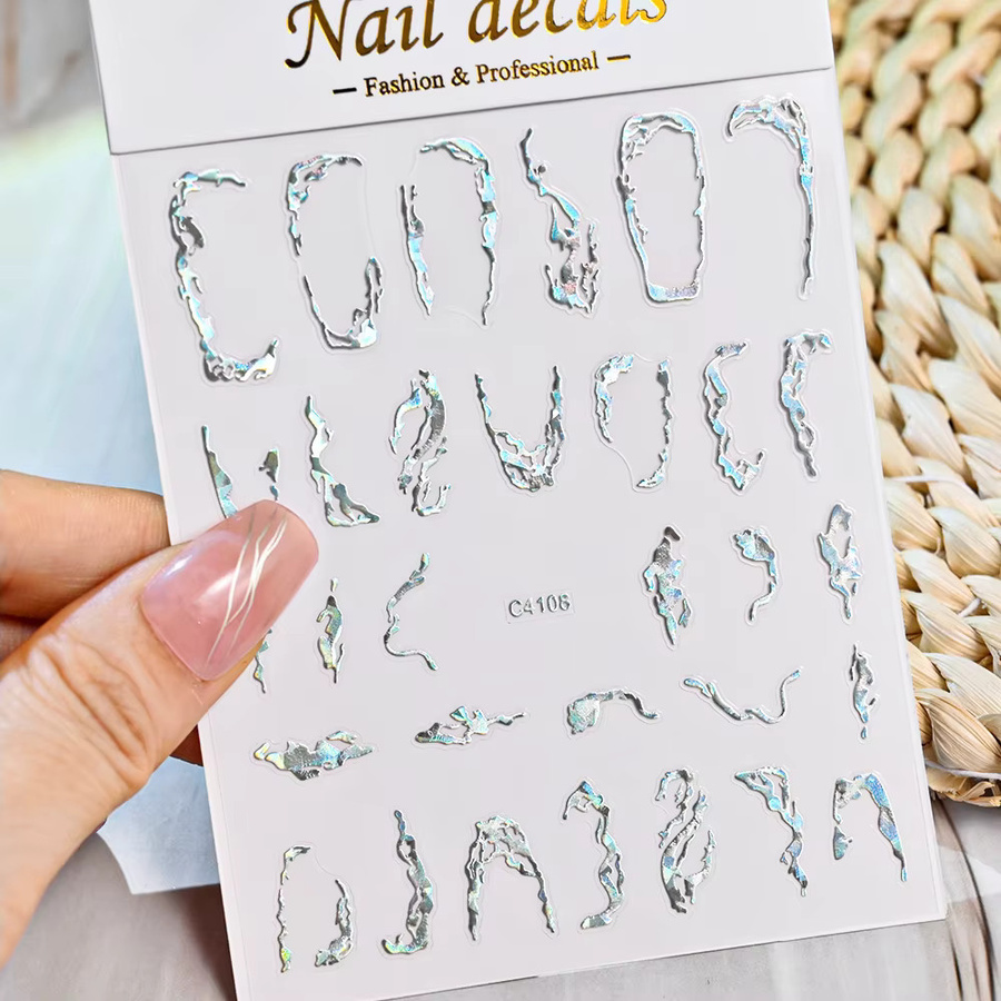 HotPress Nail Art Aufkleber, Metallic, Silber und Gold - Bild 1